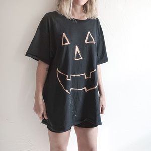 Bleached Jack-O-Lantern Tee Shirt//Halloween